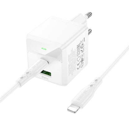 Ładowarka sieciowa z kablem Lightning Borofone BN19 Intenso, 20W, 3A, 1 x USB-A - 1 x USB-C, Biała
