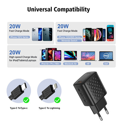 Ładowarka sieciowa z kablem Lightning Lito LC13L, 20W, 3A, 1 x USB-C, Czarna