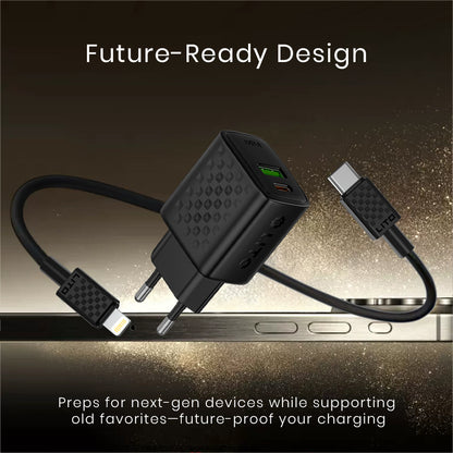 Ładowarka sieciowa z kablem Lightning Lito LC15L, 20W, 3A, 1 x USB-A - 1 x USB-C, Czarny