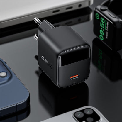 Ładowarka sieciowa z kablem USB-C Acefast A115 Display, 30W, 3A, 1 x USB-C, Czarna