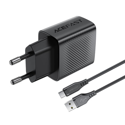 Ładowarka sieciowa z kablem USB-C Acefast A90, 18W, 3A, 1 x USB-A, Czarna