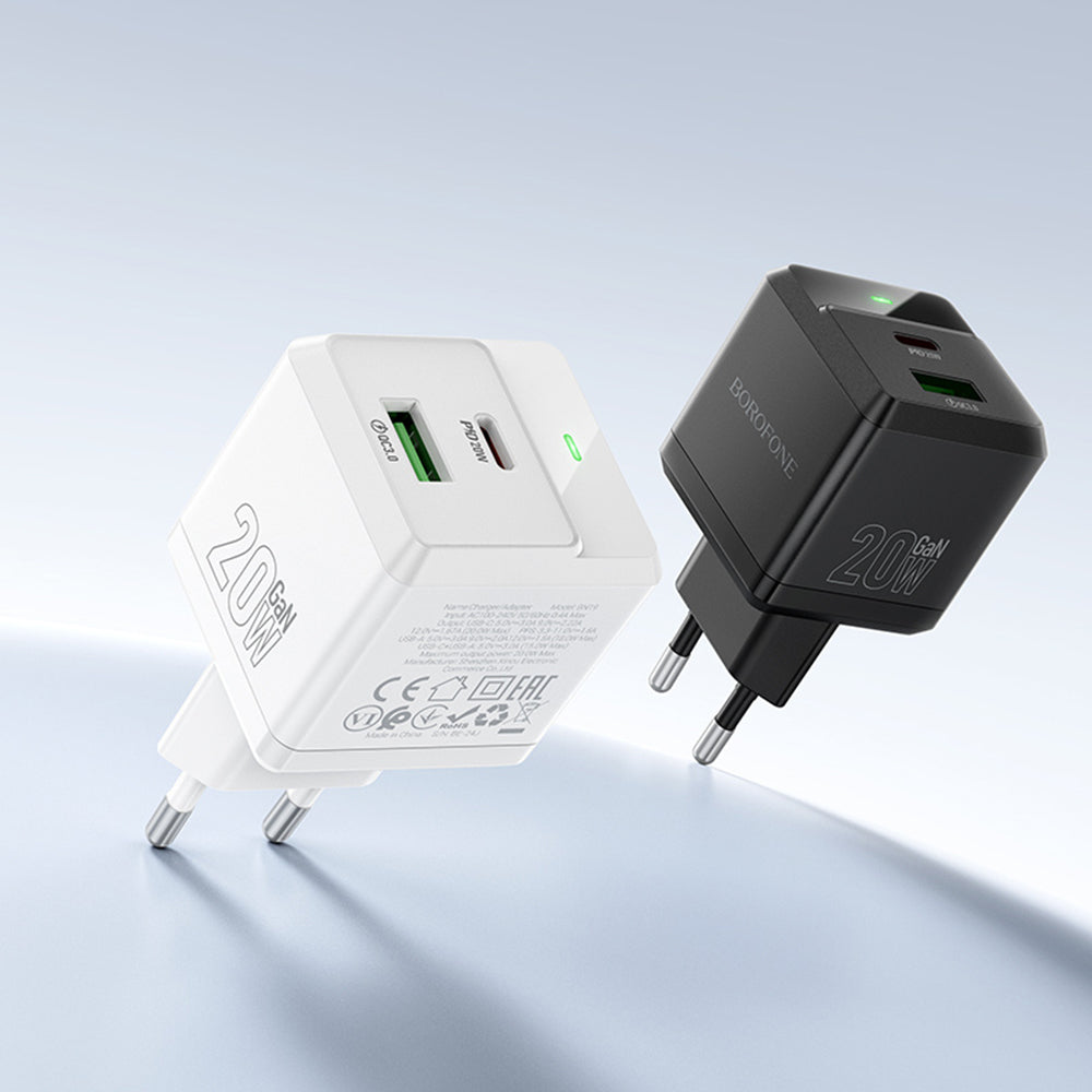 Ładowarka sieciowa z kablem USB-C Borofone BN19 Intenso, 20W, 3A, 1 x USB-A - 1 x USB-C, Czarny