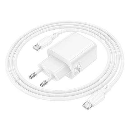 Ładowarka sieciowa z kablem USB-C Borofone BN27 Fuente, 20W, 3A, 1 x USB-A - 1 x USB-C, Biała