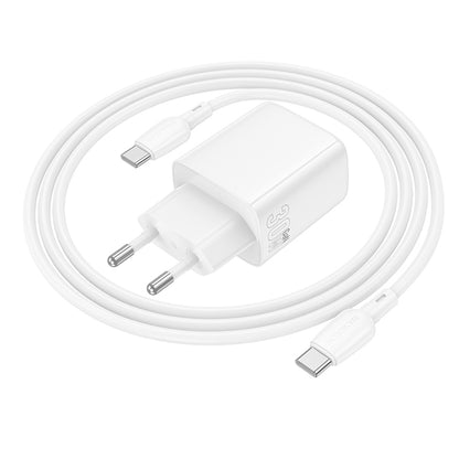 Ładowarka sieciowa z kablem USB-C Borofone BN29 Fuente, 30W, 3A, 1 x USB-A - 1 x USB-C, Biała