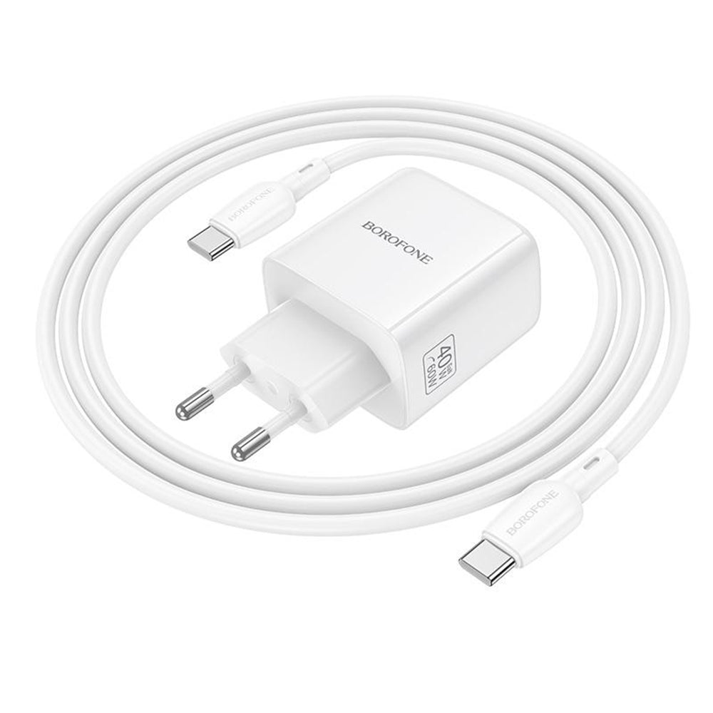 Borofone BN33 Fuente USB-C Cable Wall Charger, 40W, 1 x USB-C, White