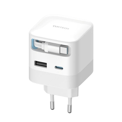 Ładowarka sieciowa z kablem USB-C Cuktech, 67W, 3,25A, 1 x USB-A - 1 x USB-C, biały CUKA653WEUWT