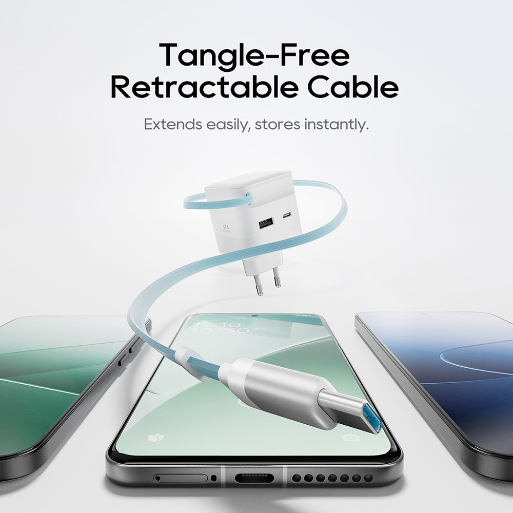 Ładowarka sieciowa z kablem USB-C Cuktech, 67W, 3,25A, 1 x USB-A - 1 x USB-C, biały CUKA653WEUWT