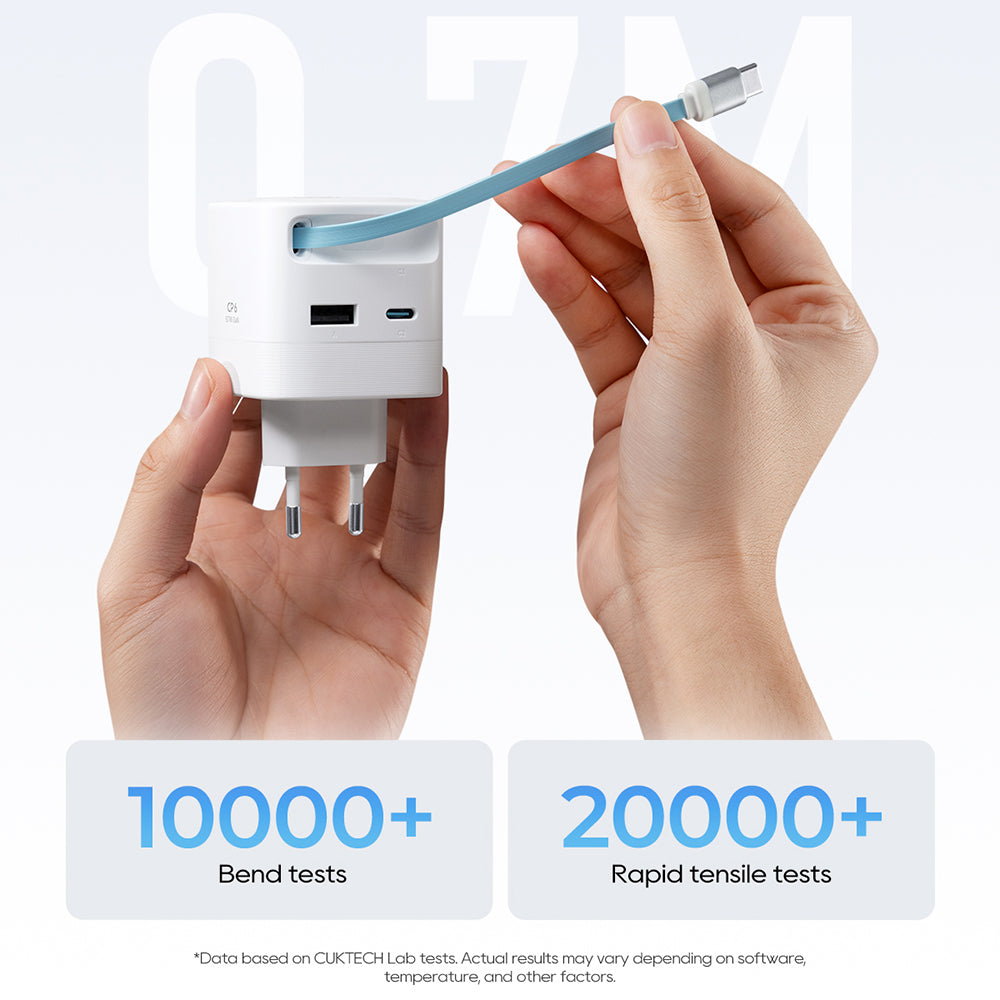 Ładowarka sieciowa z kablem USB-C Cuktech, 67W, 3,25A, 1 x USB-A - 1 x USB-C, biały CUKA653WEUWT