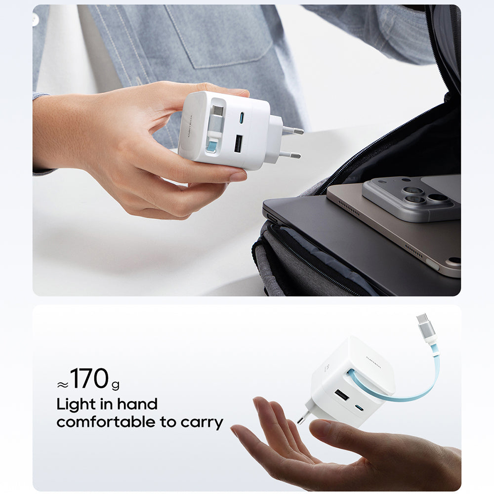 Ładowarka sieciowa z kablem USB-C Cuktech, 67W, 3,25A, 1 x USB-A - 1 x USB-C, biały CUKA653WEUWT