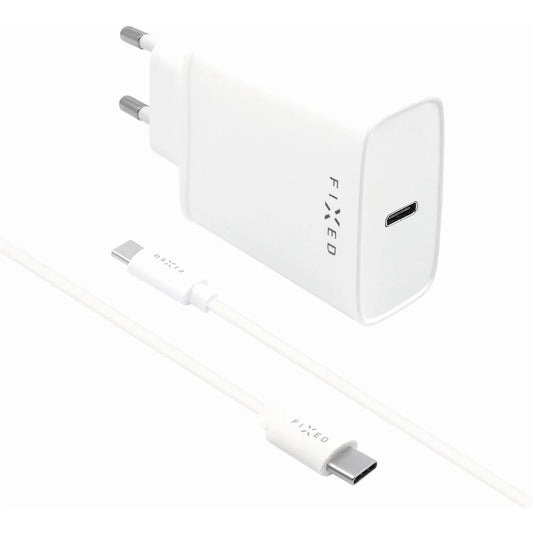 Ładowarka sieciowa z kablem USB-C Fixed, 20W, 3A, 1 x USB-C, Biała