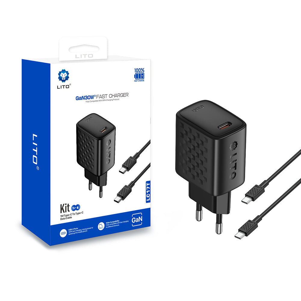 Ładowarka sieciowa Lito LC17, 30W, 3A, 1 x USB-C, Czarny
