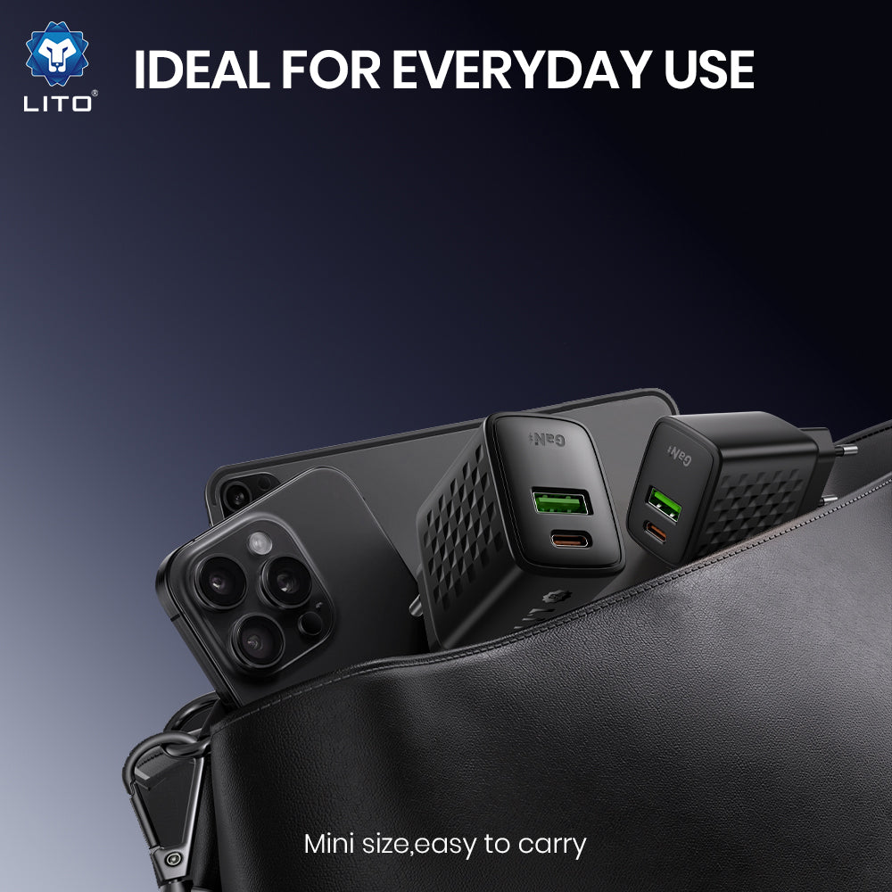 Ładowarka sieciowa z kablem USB-C Lito LC19T, 30W, 3A, 1 x USB-A - 1 x USB-C, Czarna