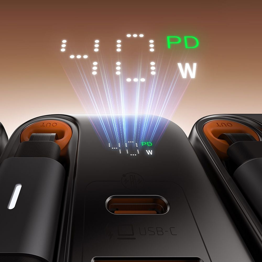 Ładowarka sieciowa z kablem USB-C McDodo CH-4281 FreeGo Display, 40W, 3A, 1 x USB-A - 1 x USB-C, Czarna