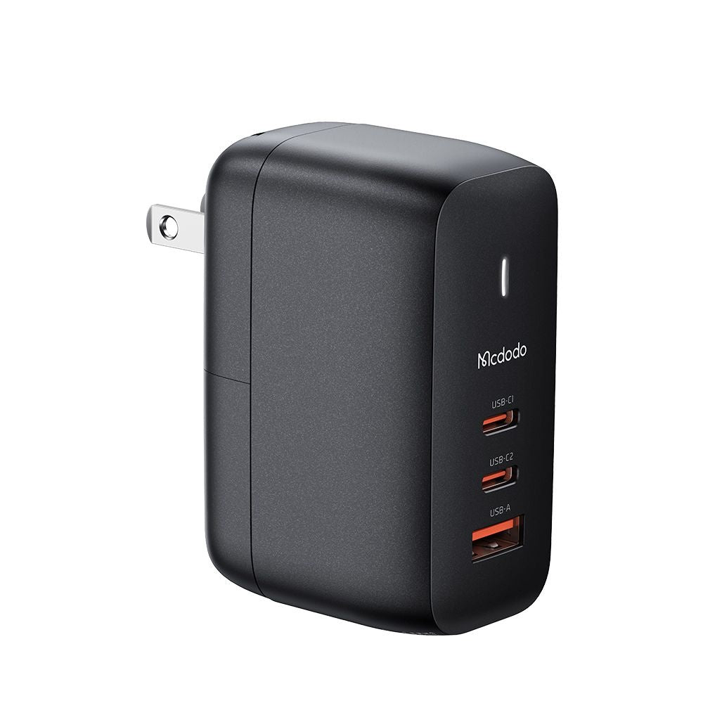 Ładowarka sieciowa z kablem USB-C McDodo CH-8442 Mecha Travel, 65W, 5A, 1 x USB-A - 2 x USB-C, Czarny