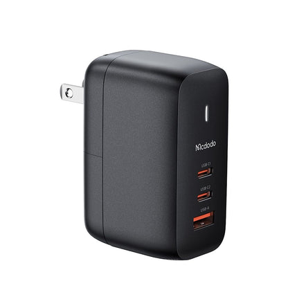 Ładowarka sieciowa z kablem USB-C McDodo CH-8442 Mecha Travel, 65W, 5A, 1 x USB-A - 2 x USB-C, Czarny