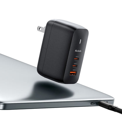 Ładowarka sieciowa z kablem USB-C McDodo CH-8442 Mecha Travel, 65W, 5A, 1 x USB-A - 2 x USB-C, Czarny