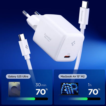 Ładowarka sieciowa z kablem USB-C Spigen EE451EU Essential, 45W, 3A, 1 x USB-C, Biała ACH09473