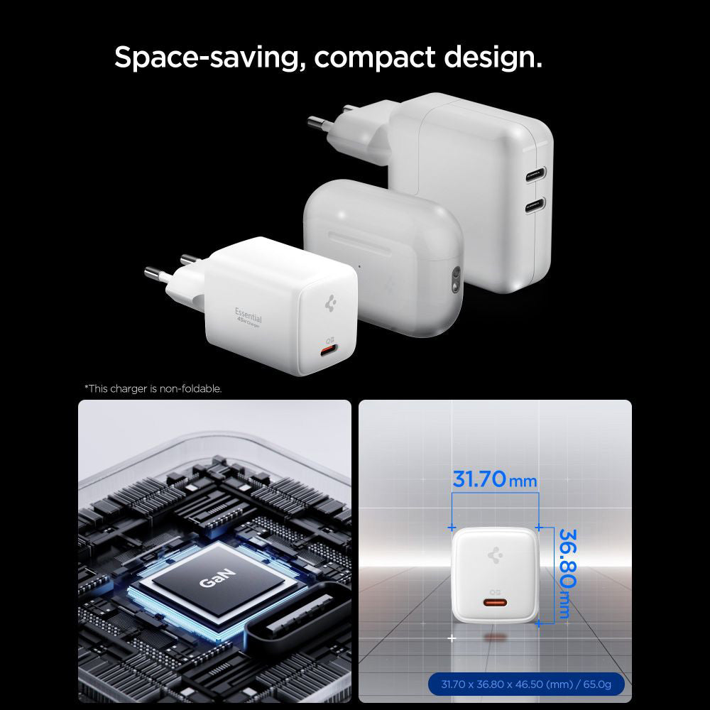 Ładowarka sieciowa z kablem USB-C Spigen EE451EU Essential, 45W, 3A, 1 x USB-C, Biała ACH09473