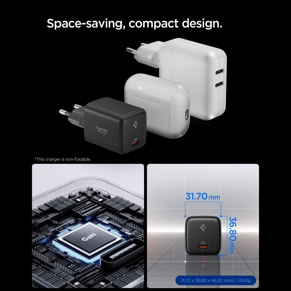 Ładowarka sieciowa z kablem USB-C Spigen EE451EU Essential, 45W, 3A, 1 x USB-C, Czarna ACH09474