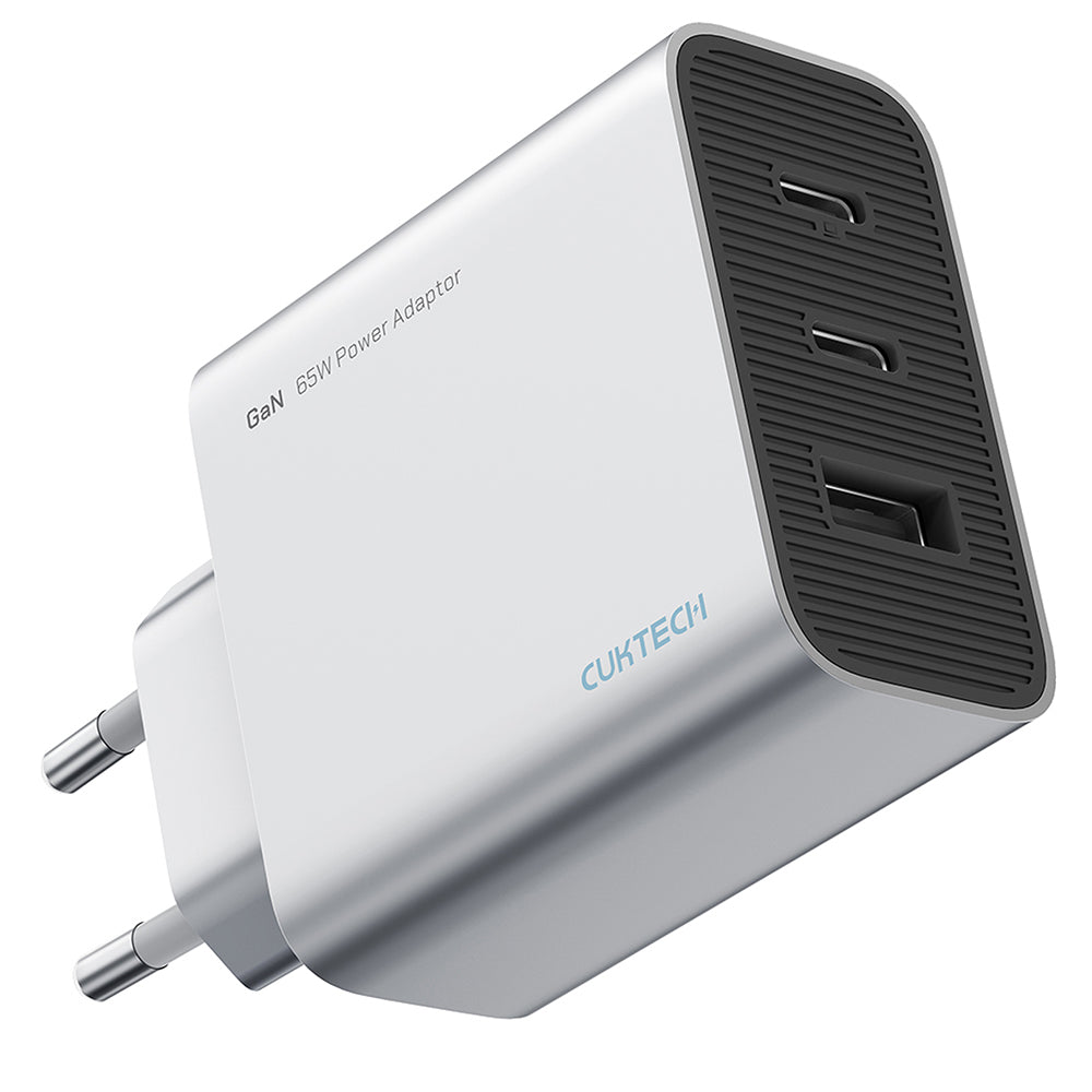 Ładowarka sieciowa Cuktech, 65W, 3,25A, 1 x USB-A - 2 x USB-C, Biała CUK0A15CEUSL