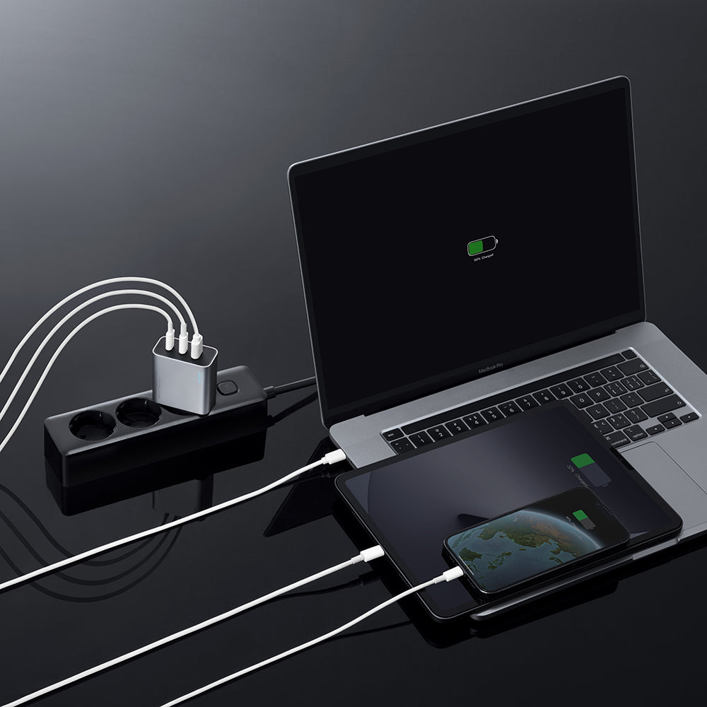 Ładowarka sieciowa Cuktech, 65W, 3,25A, 1 x USB-A - 2 x USB-C, Biała CUK0A15CEUSL