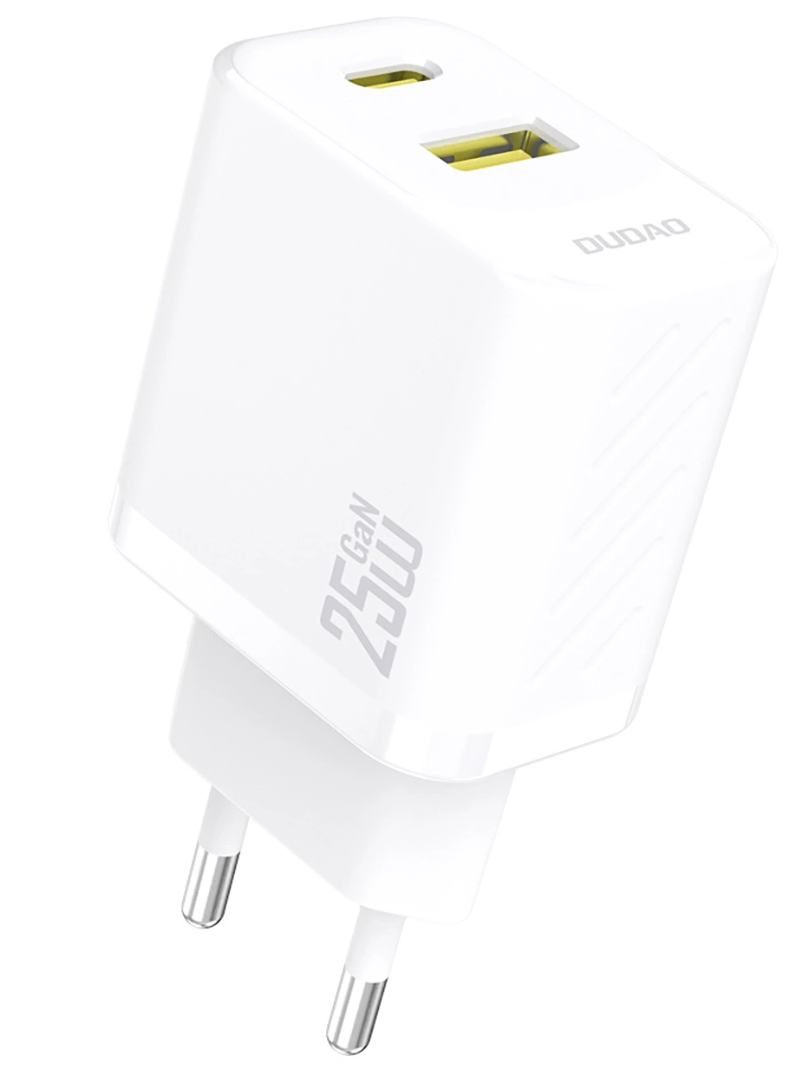 Dudao A26T Network Charger, 25W, 3A, 1 x USB-A - 1 x USB-C, White
