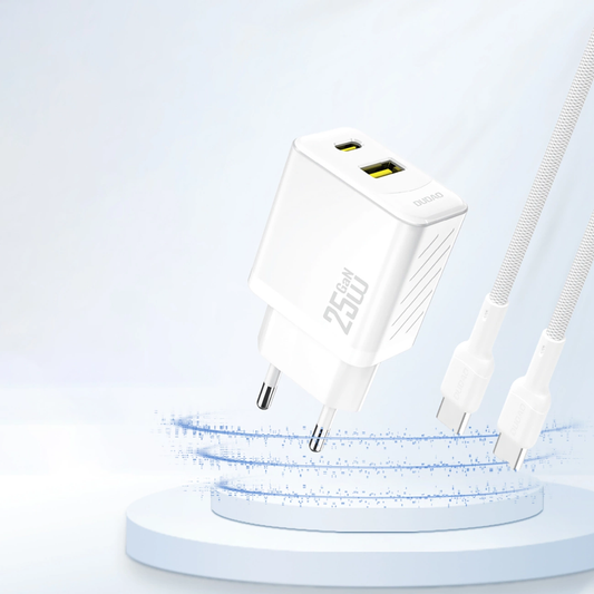 Ładowarka sieciowa Dudao A26T, 25W, 3A, 1 x USB-A - 1 x USB-C, Biała