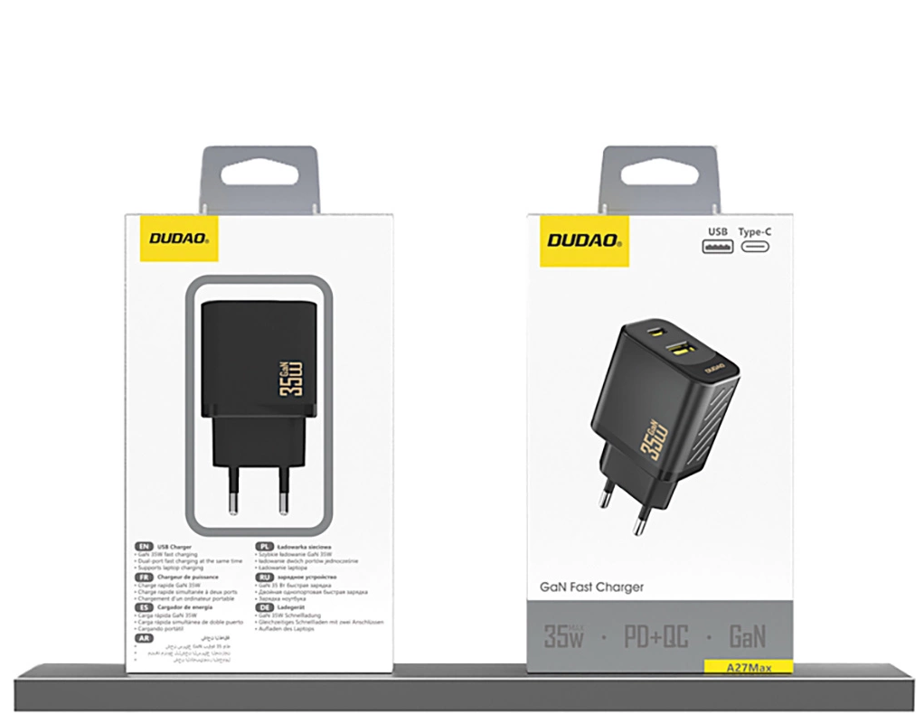 Ładowarka sieciowa Dudao A27 Max, 35W, 1 x USB-A - 1 x USB-C, Czarny