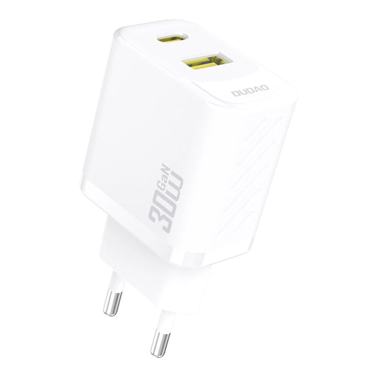 Dudao A27TEU Network Charger, 30W, 3A, 1 x USB-A - 1 x USB-C, White
