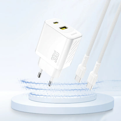 Ładowarka sieciowa Dudao A27TEU, 30W, 3A, 1 x USB-A - 1 x USB-C, Biała