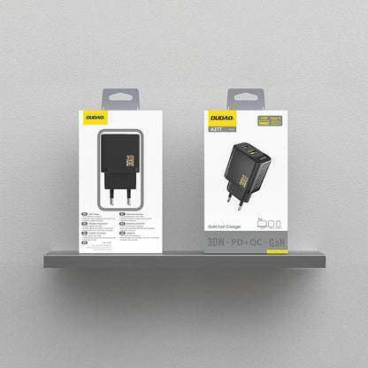 Ładowarka sieciowa Dudao A27TEU, 30W, 3A, 1 x USB-A - 1 x USB-C, Czarny