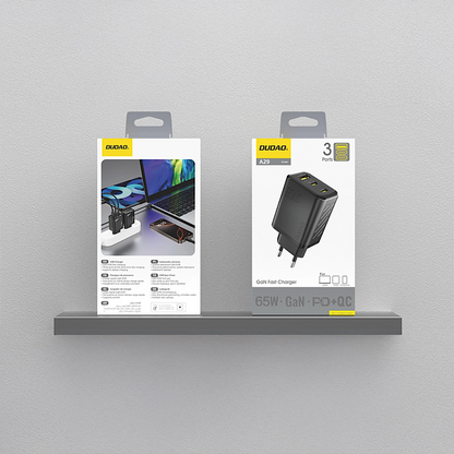 Ładowarka sieciowa Dudao A29, 65W, 1 x USB-A - 2 x USB-C, Czarny