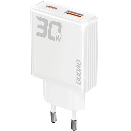 Ładowarka sieciowa Dudao A30EU, 30W, 3A, 1 x USB-A - 1 x USB-C, biała 