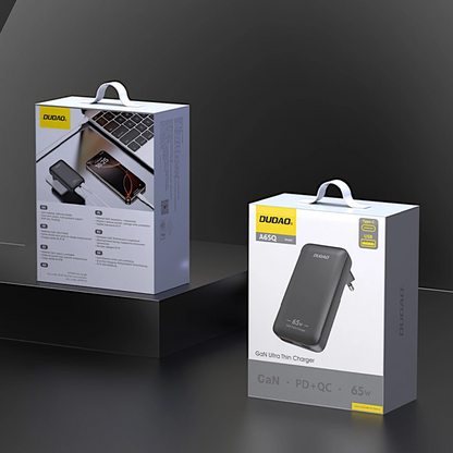 Ładowarka sieciowa Dudao A65Q Travel, 65W, 3.25A, 1 x USB-A - 1 x USB-C, Czarny