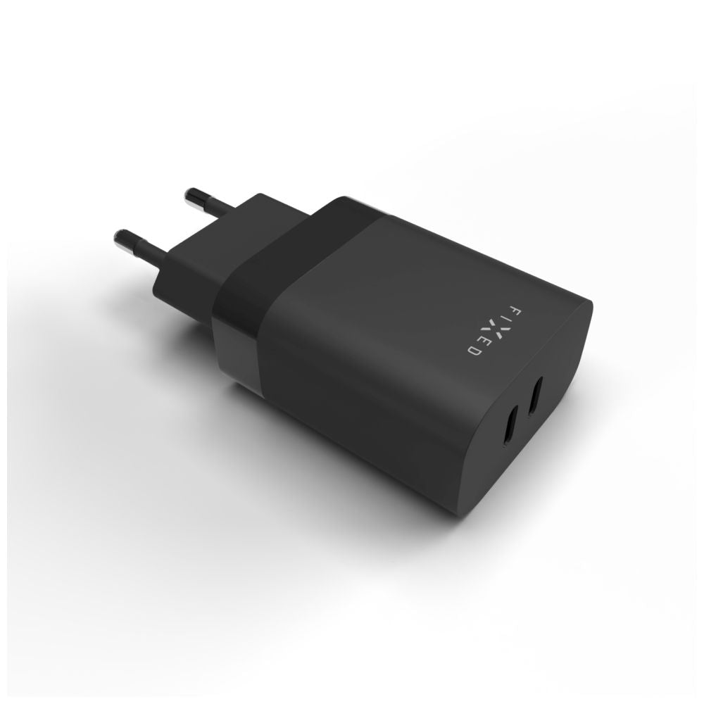 Ładowarka sieciowa Fixed, 35W, 3A, 2 x USB-C, Czarny