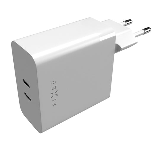 Ładowarka sieciowa Fixed, 65W, 3.25A, 2 x USB-C, Biała