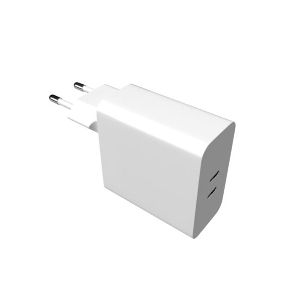 Ładowarka sieciowa Fixed, 65W, 3.25A, 2 x USB-C, Biała