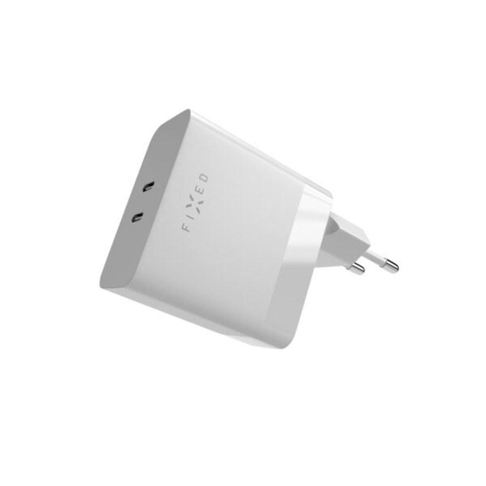 Ładowarka sieciowa Fixed, 65W, 3.25A, 2 x USB-C, Biała