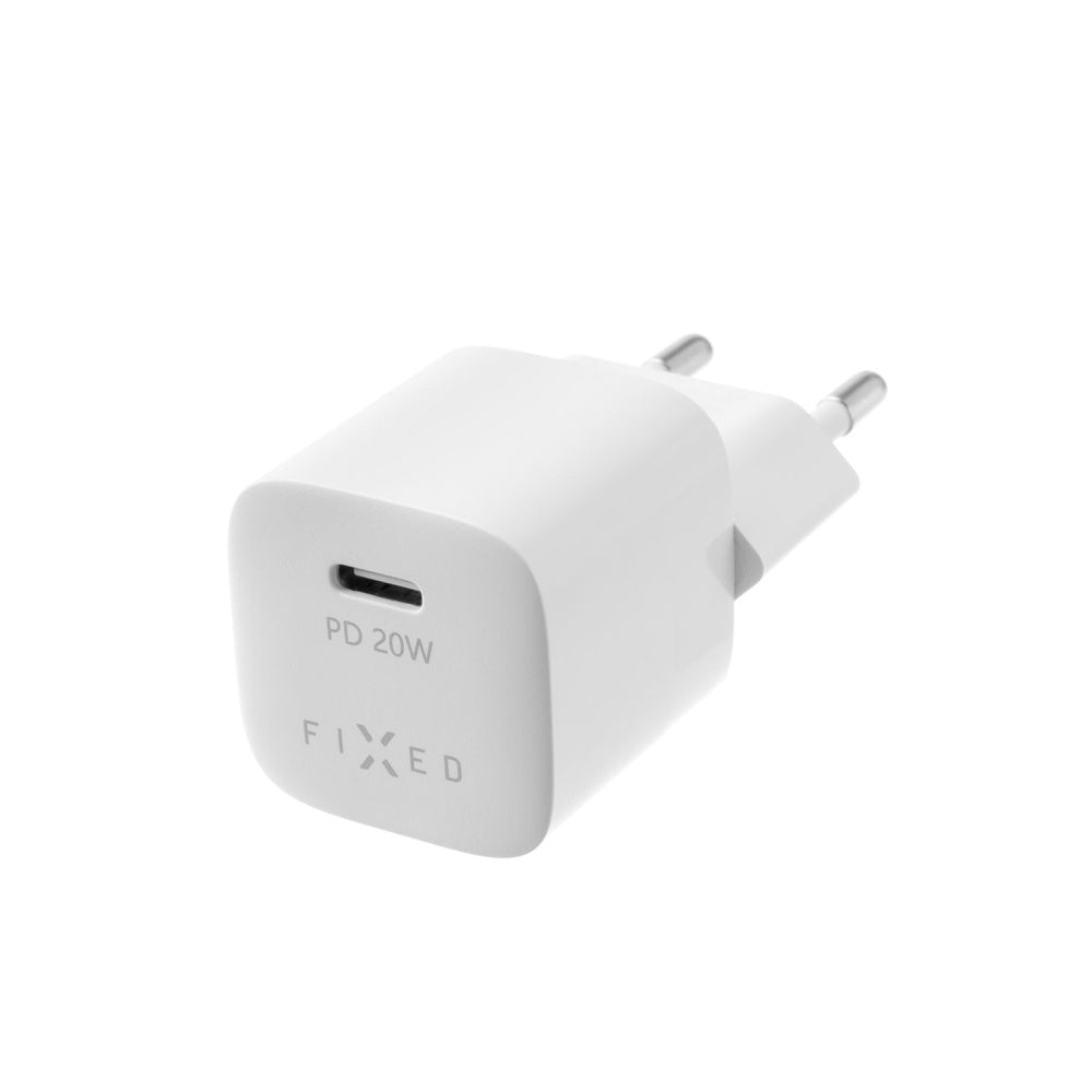 Ładowarka sieciowa Fixed Mini, 20W, 3A, 1 x USB-C, Biała