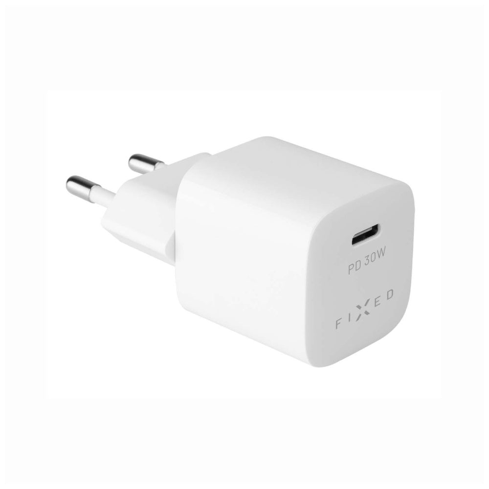 Ładowarka sieciowa Fixed Mini, 30W, 3A, 1 x USB-C, Biała
