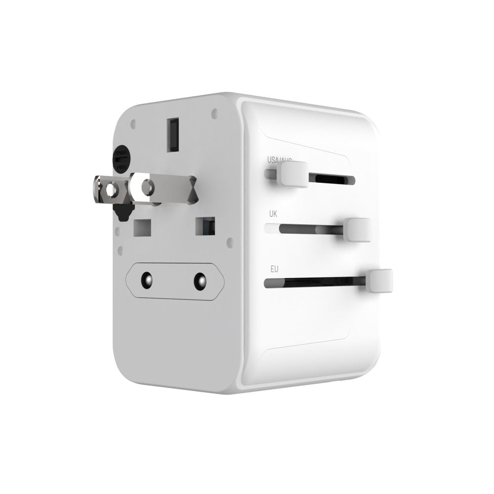 Ładowarka sieciowa Fixed Travel, 30W, 3A, 2 x USB-A - 1 x USB-C, Biała