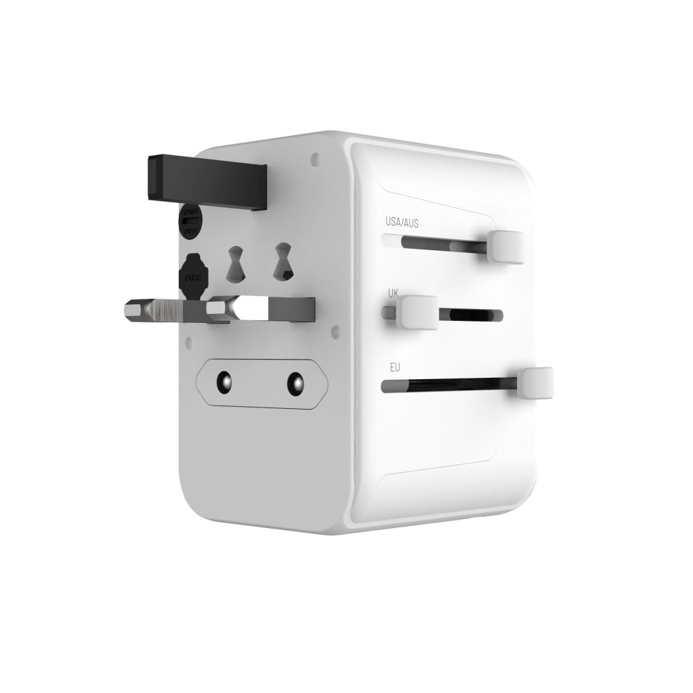 Ładowarka sieciowa Fixed Travel, 30W, 3A, 2 x USB-A - 1 x USB-C, Biała
