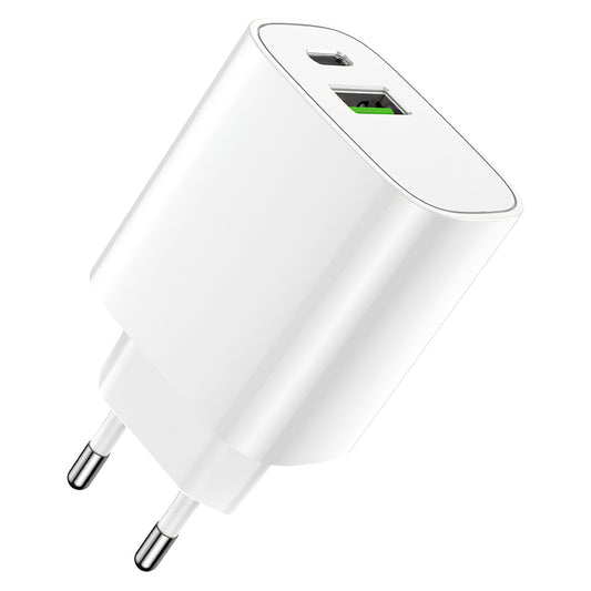 Ładowarka sieciowa Forever LS-04, 20W, 3A, 1 x USB-A - 1 x USB-C, biała 