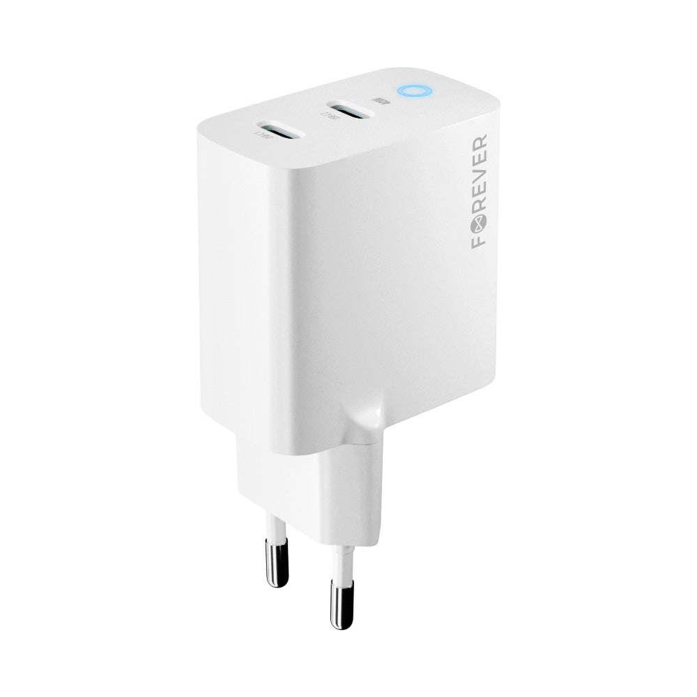 Ładowarka sieciowa Forever TC-06-40CC, 40W, 3A, 2 x USB-C, biała 