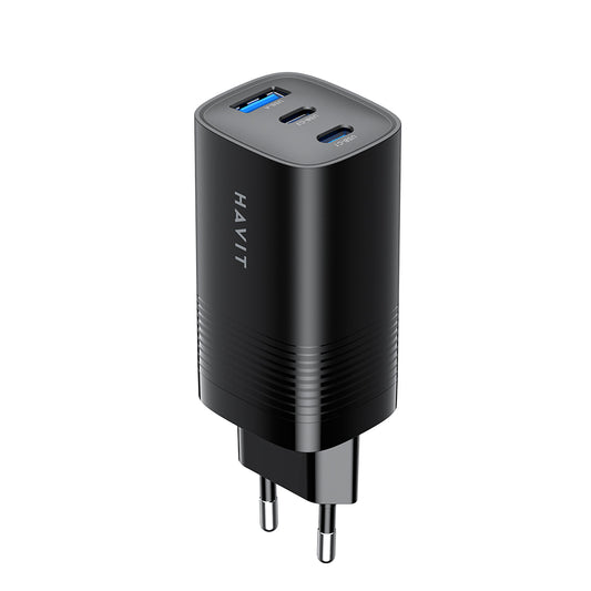Ładowarka sieciowa HAVIT UC20, 65W, 3A, 1 x USB-A - 2 x USB-C, Czarny