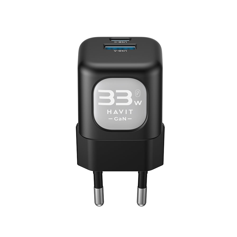 Ładowarka sieciowa HAVIT UC230, 33W, 3A, 1 x USB-A - 1 x USB-C, Czarno-Szara