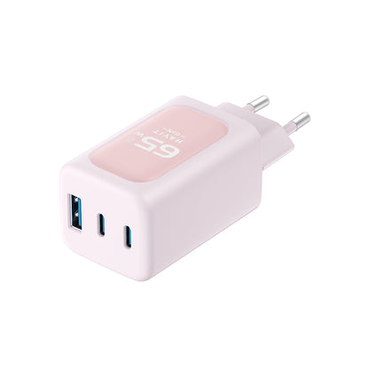 Ładowarka sieciowa HAVIT UC260, 65W, 3A, 1 x USB-A - 2 x USB-C, Różowa