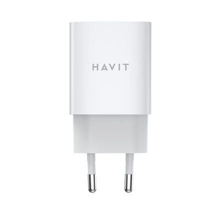 Ładowarka sieciowa HAVIT UC45W, 45W, 3A, 2 x USB-C, Biała