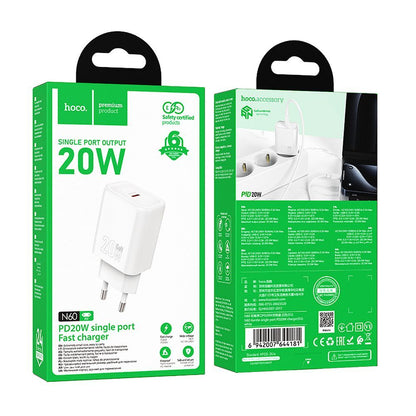 Ładowarka sieciowa HOCO N60, 20W, 3A, 1 x USB-C, Biała