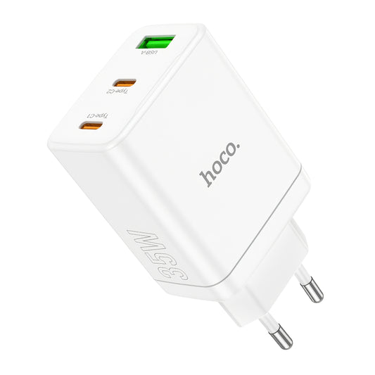 Ładowarka sieciowa HOCO N33, 35W, 3A, 1 x USB-A - 2 x USB-C, biała 